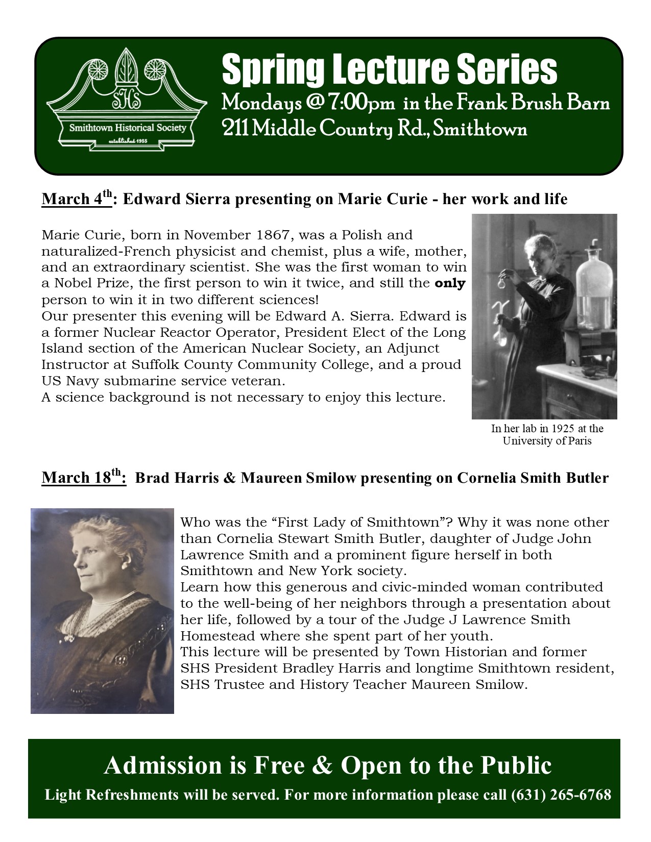 Spring Lecture Series – Smithtown Historical Society